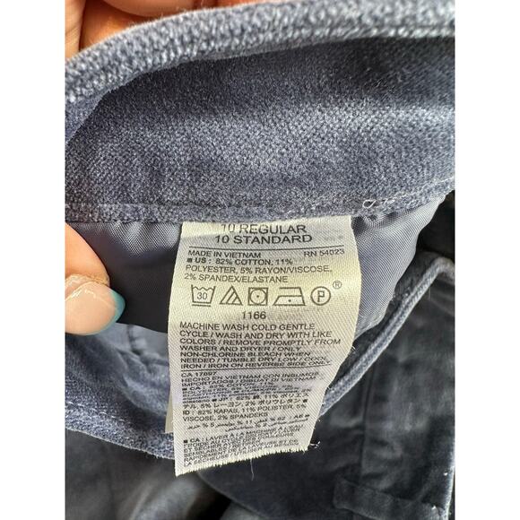 Old Navy Blue Velvet Office Work Business Mid-Rise Pixie Dress Pants Size 10 - Picture 2 of 11